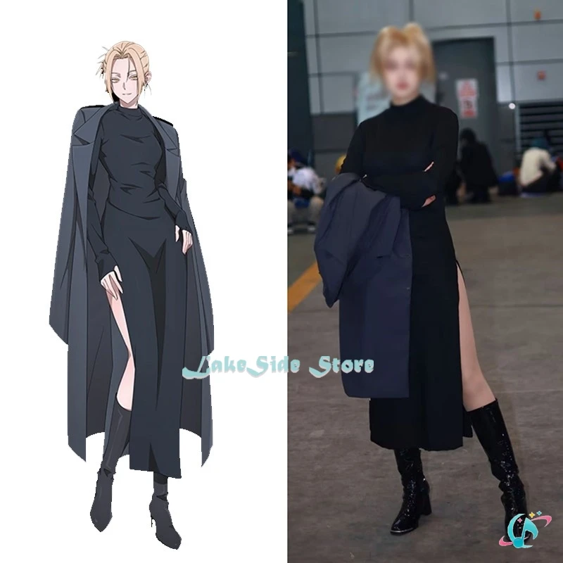 

Link Click Bridon Arc Wang Qing Chris Cosplay Women Clothes Grey Outfit Costume Wig Dress Halloween Anime Event Roleplay Suit