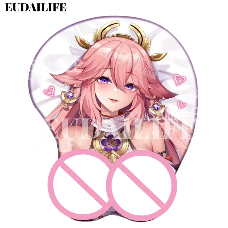 

Yae Miko 3D коврик для мыши Genshin Impact Game Сексуальная подставка для рук и запястья Коврик для мыши Силиконовый коврик для мыши Подарок для офисной работы