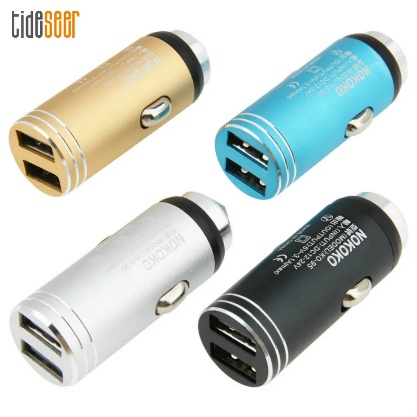 

100pcs Dual USB Car Charger 3.1A Fast Car Charging Auto Charge Adapter for iPhone Huawei Samsung Mobile Phone Tablet GPS