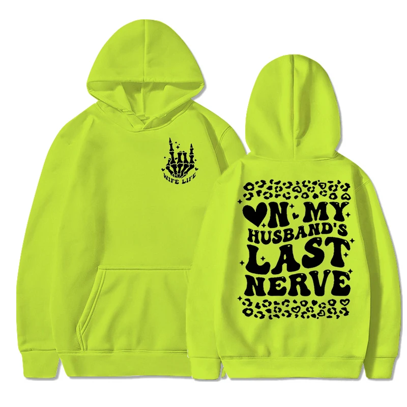 Frauen Mode lässig Hoodies Skelett Hand Frau Leben Herz Cartoon Sweatshirt auf meinem Mann letzte Nerv Grafik Pullover Hoodie