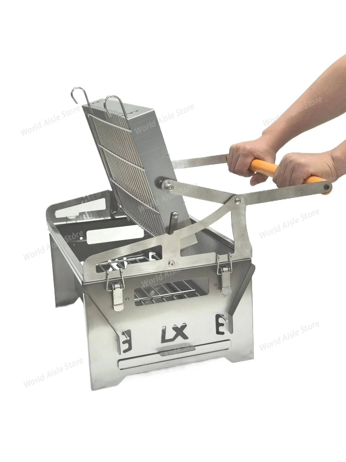 Detachable Flip Grill, Household Charcoal BBQ Stove with Rotating Mesh Grate Quick Installation and Disassembly