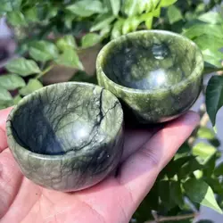 1pc Natural Crystal Xiu Jade Teacup Green Jade Kung Fu Tea Ceremony Set Crystal Crafts for Desktop Decor