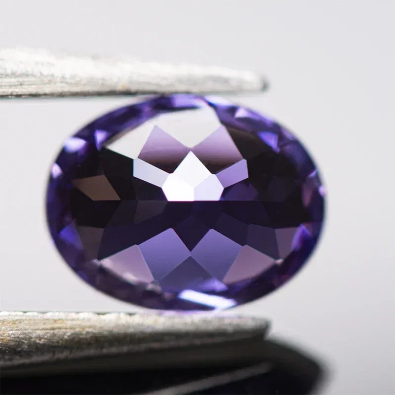 Lab Grown Sapphire Purplish Blue Color Oval Shape Charm Beads for Diy Jewelry Making Pendant Material Selectable AGL Certificate