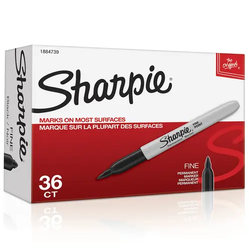 Juego de marcadores permanentes Sharpie a granel, juego de marcadores de punta fina para plástico, metal, madera y más negro, 36 unidades