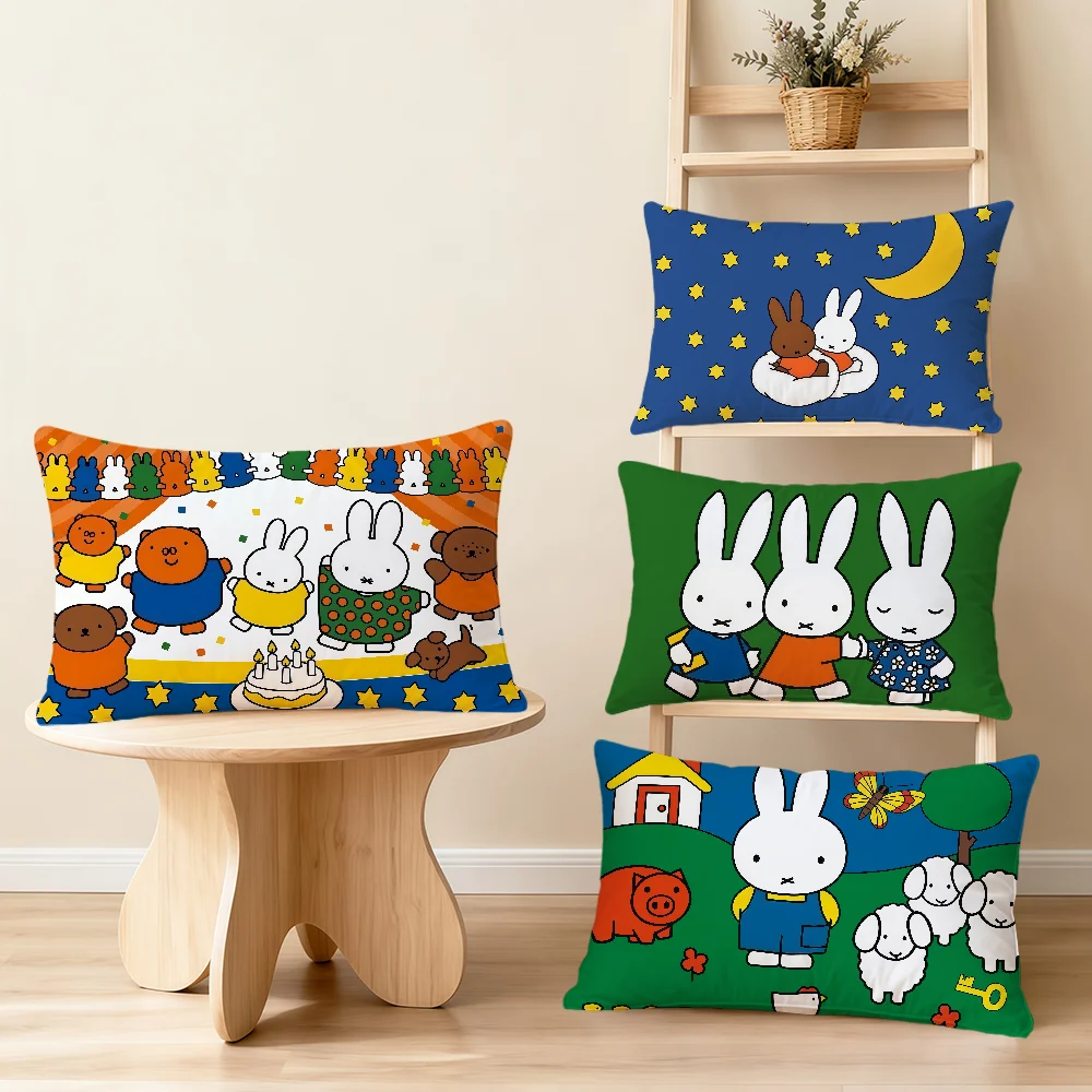 Cartoon Bunny Rabbit Cute M-Miffy n-nijntje Rectangle Pillowcover Home Sofa living Room bedside Dorm hogar Pillowcase gift