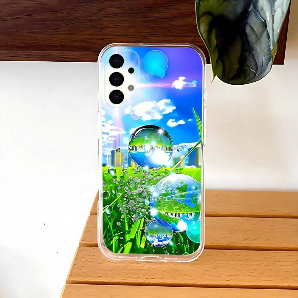 Funda de teléfono Frutiger Aero estilo azul para Samsung S30,S25,S24,S23,S21,S22,S20,S10,5G,FE,lite,PIus, funda Ultra transparente