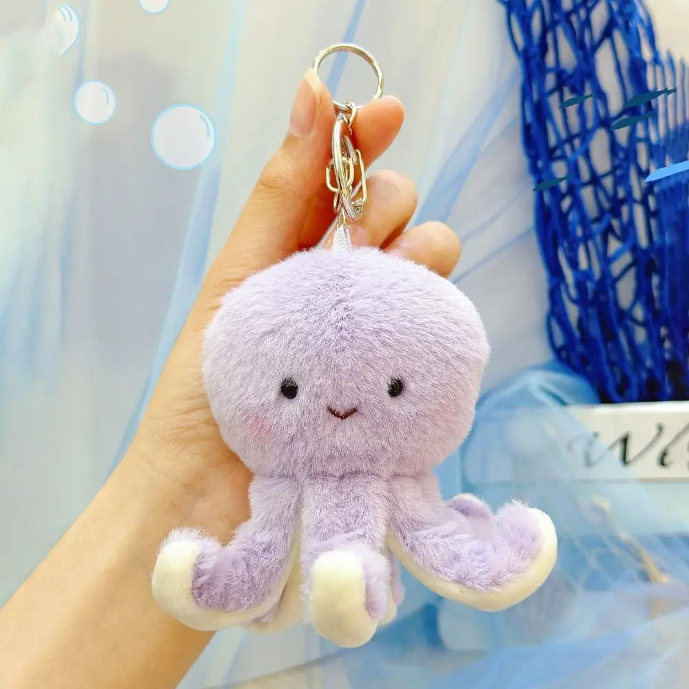Cute Soft Ocean Animal Keychain Small Turtle Kawaii Fluffy Whale Keyring Collection Simulation Press Sound Pendant Children