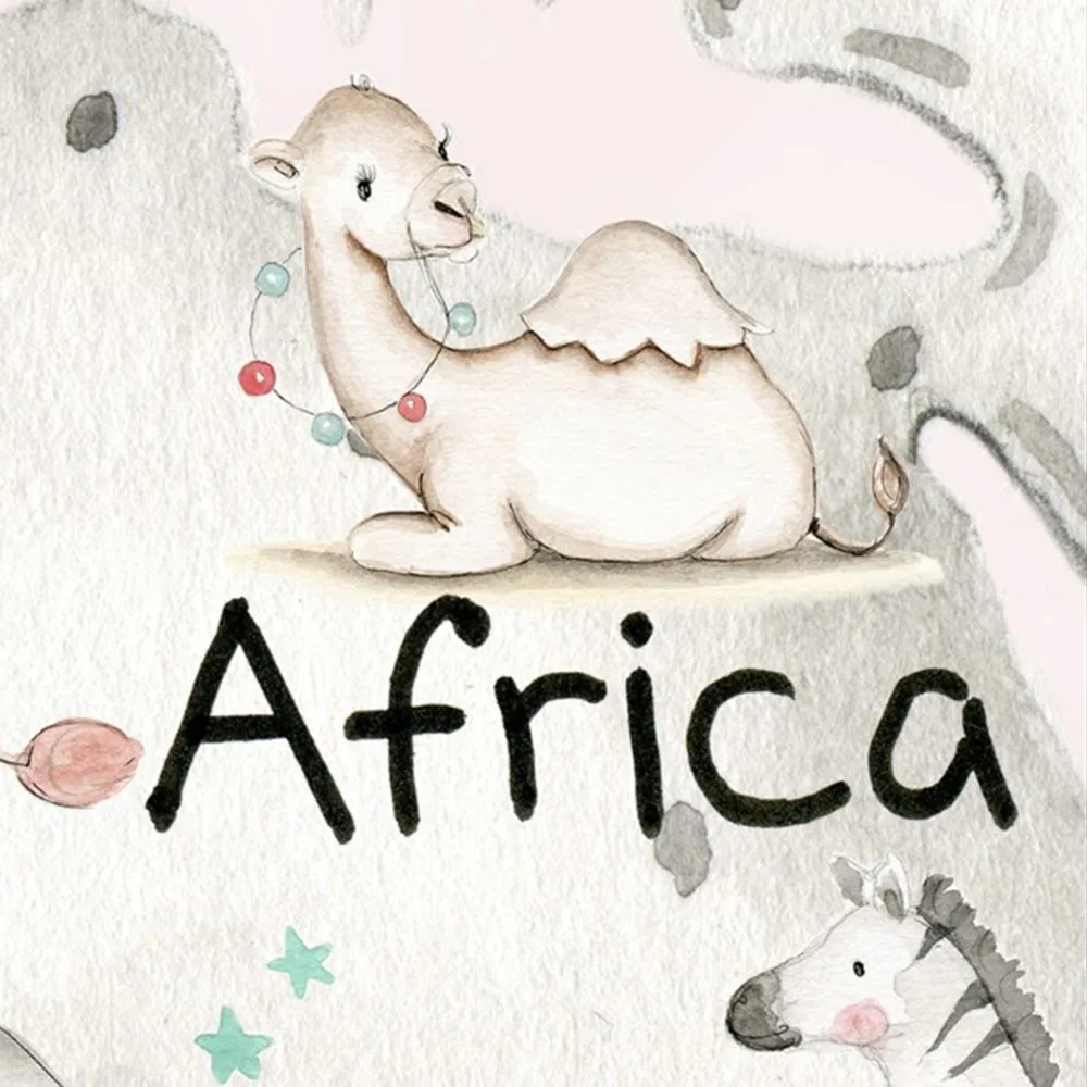 다채로운 카톤 동물 세계지도 포스터 크기, 벽 장식, 대형 세계지도, 방수 캔버스 지도, 100x52cm