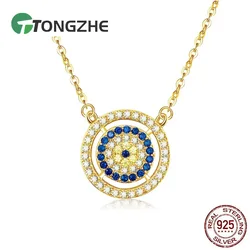 TONGZHE 925 Sterling Silver Evil Eye Necklace Women Turkish Blue Eyes Necklace Boy Friend Gift Gold Chain Fashion Jewelry 2019