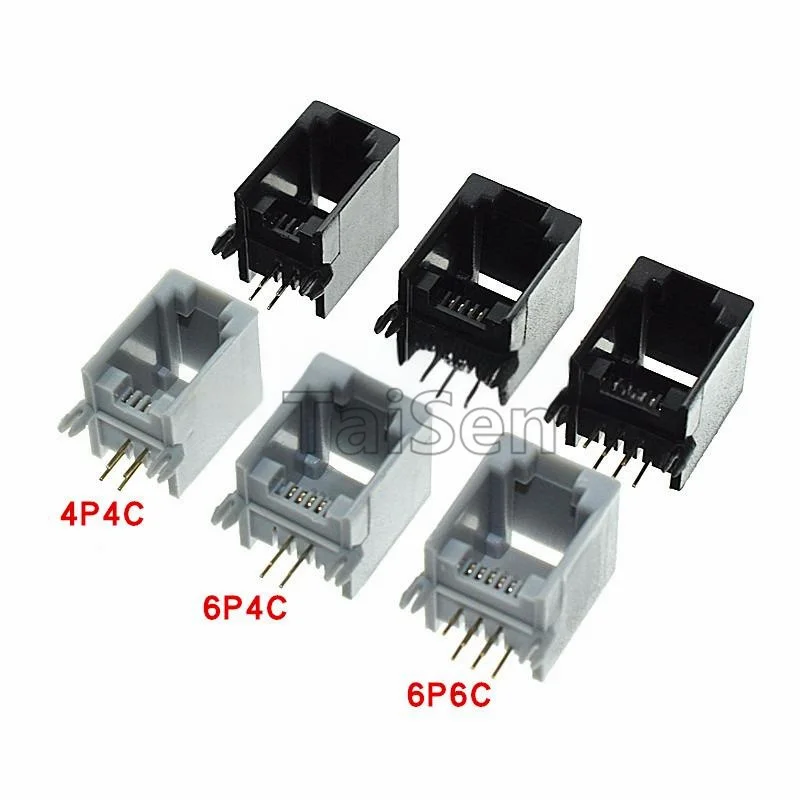 10PCS RJ11 Gray Telephone Sockets 6P6C 4P4C 6P4C 8P8C RJ12 Horizontal Female Jacks 6-Pin Sockets