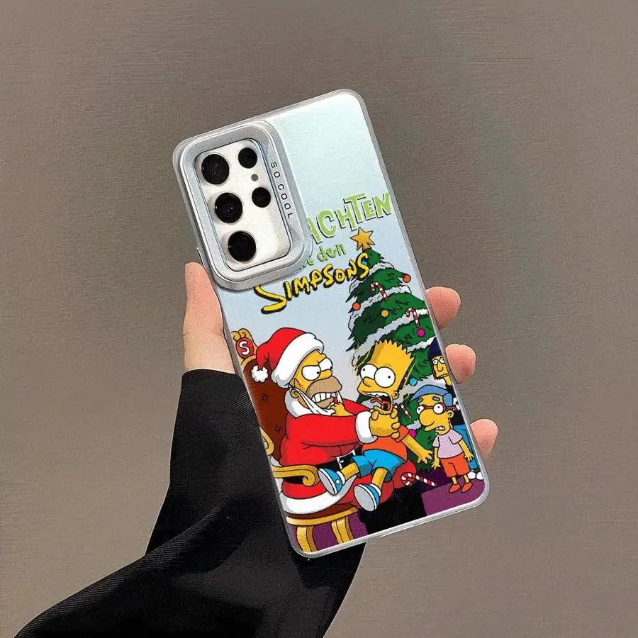 

Shockproof Case for Samsung Galaxy S23 S24 S22 Ultra S20 FE S21 Plus Note 20 Colored Silver Phone Cover Christmas Funny Simpsons