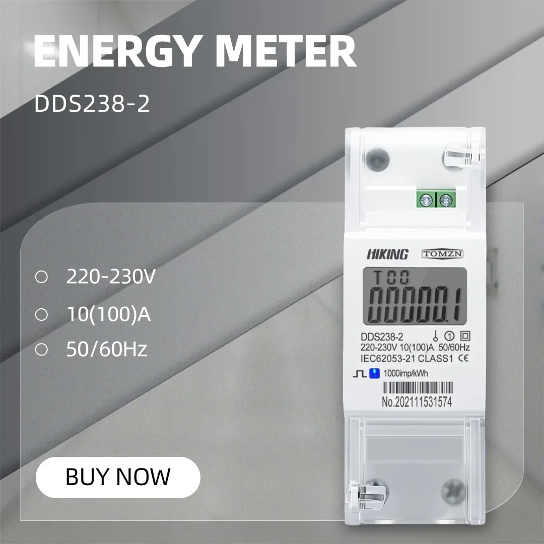 TOMZN Official 120V 230V AC 100A High-current Energy Meter 50Hz 60Hz Class1 35mm DIN Rail 5+1 99999.9 DDS238-2 1-Phase 2-Wire
