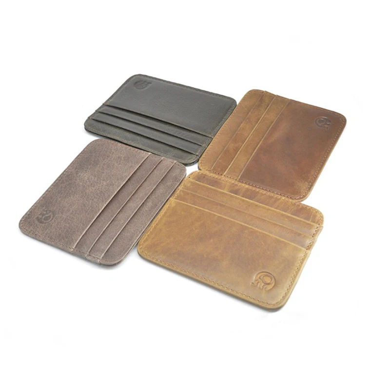 

Genuine Leather Card Bag Thin 100% Leather Bank Card Holder Coin Purse Sort Wallet Small Round Elephant Head Driver License Bag