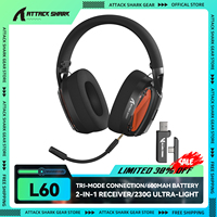 ATTACK SHARK L60 Ultra-Light Gaming Headset, Pluggable Microphone, Wired/Bluetooth/2.4G Wireless, 5.1 Channel Stereo Sound
