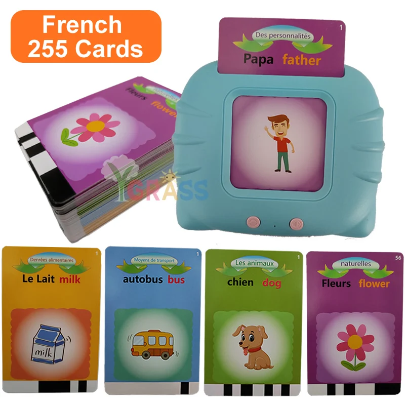 Lernspielzeug für Sprache und Lesekompetenz, sprechende Lernkarten, Kinderspiele, Hörbuch, Geschenk, russisches Alphabet, Spanisch, Französisch