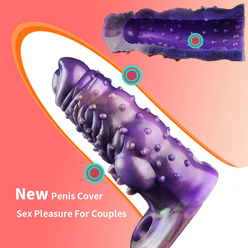 YOCY Thick Penis Cover Fantasy Dog Penis Sleeve Silicone Cock Extra Sex Toy For Adult Man Channel Penis Stimulator Masturbator