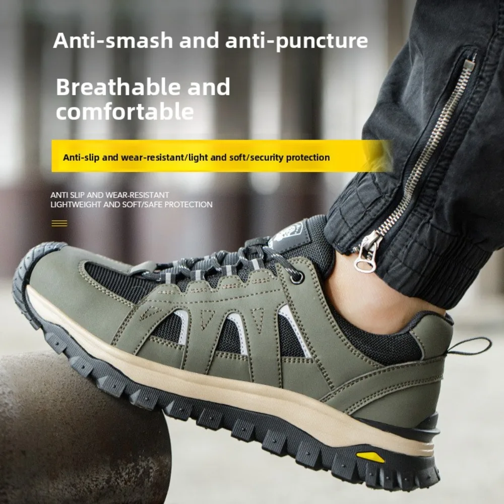 Steel Toe Safety Shoes Anti Smash Puncture Proof Lightweight Breathable Men Work Boots All Season Protective Footwear