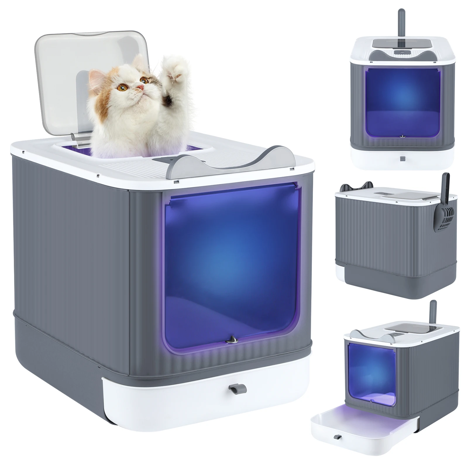 Katzentoilette mit UV-Sterilisation, rosa/weiß