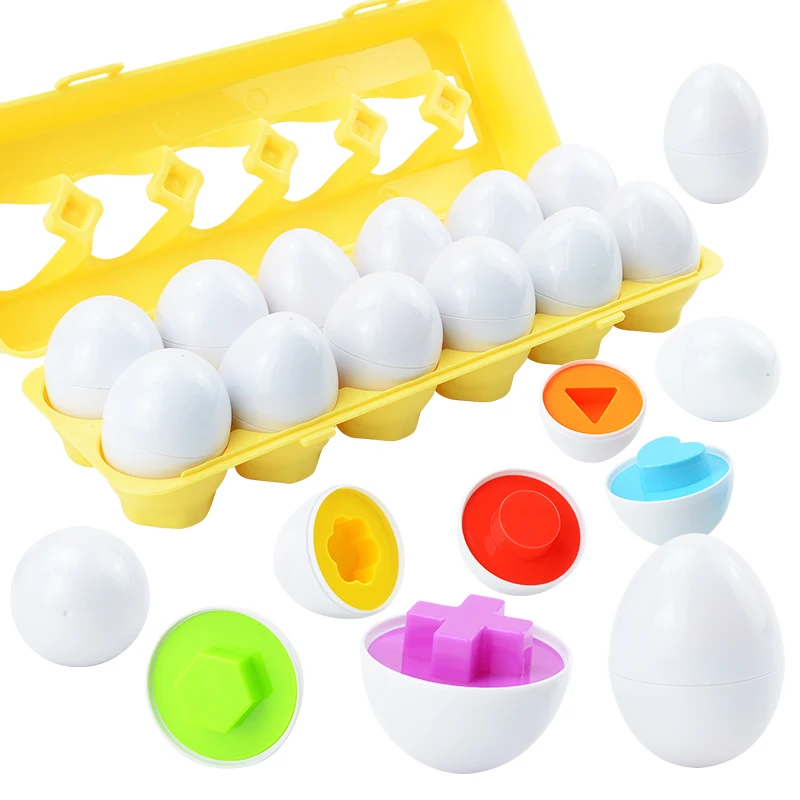 Montessori Baby Toys Match Egg Puzzle Geometry Matching Egg Color Shape Numerical Easter Egg Educational Toys For Children1