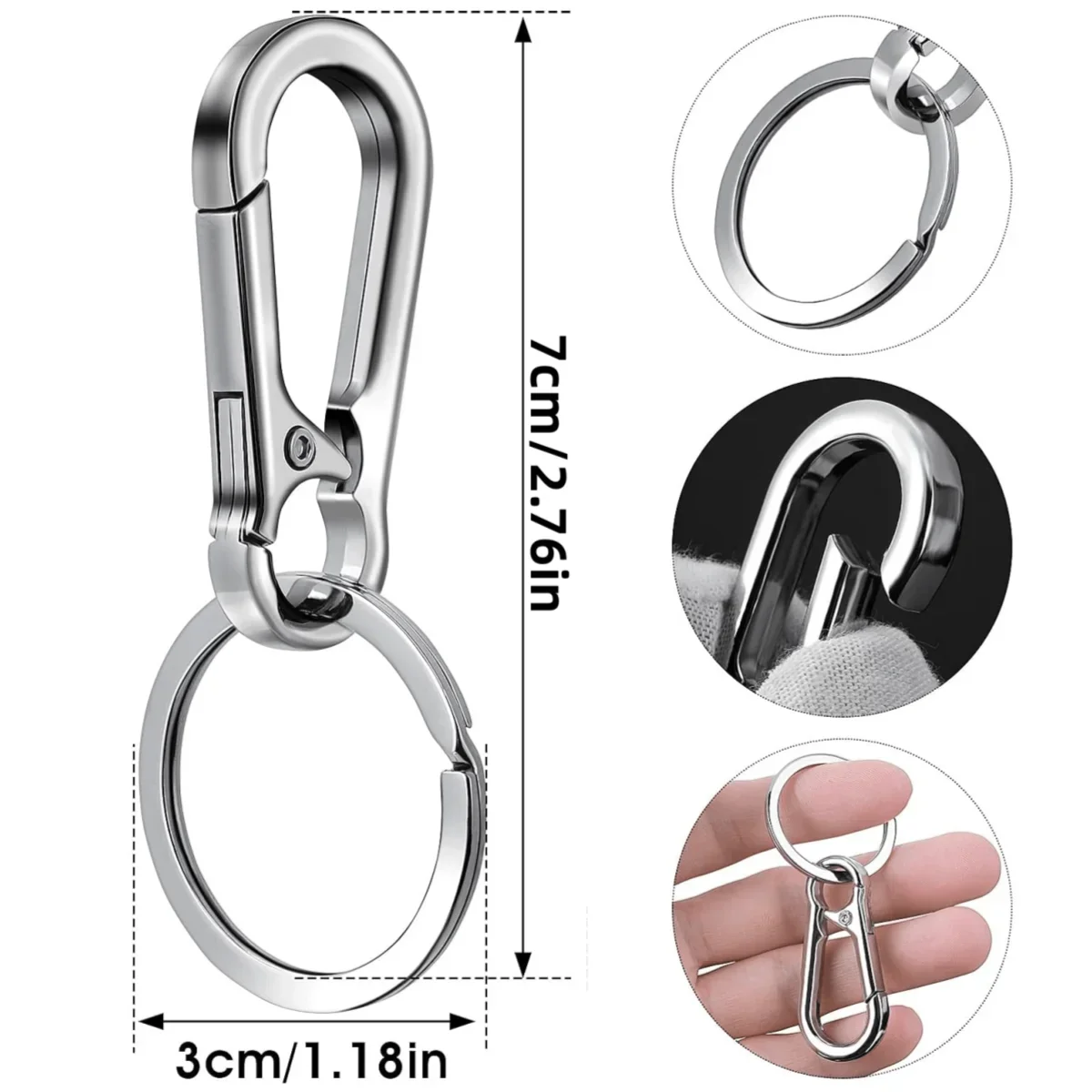 4Pcs Metal Carabiner Keychain Clips, Key Holder Organizer Hook for Car Keys Finder Ring Durable Keyring image 2