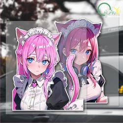 JDM Japanese Comic Pretty Girl Cute Maid Dress Sticker Car Motorcycle Bumper Truck Vinyl Reflective Waterproof Sticker Decal