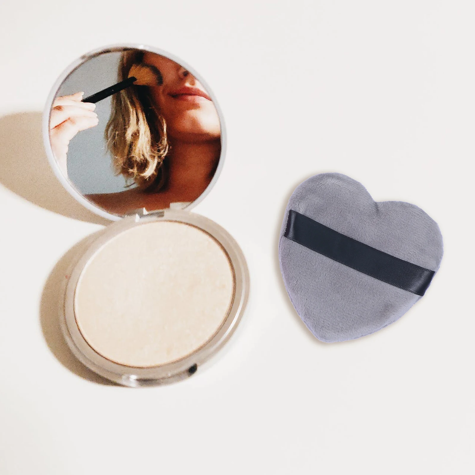 4 pezzi di cotone a forma di cuore soffio in polvere spugna per trucco in poliestere salvietta per il viso corpo minerale sciolto finitura naturale per il viso