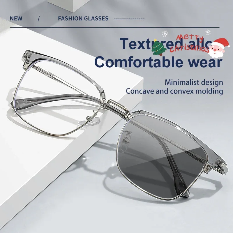 

OLLYMURS мужские фотохромные металлические квадратные солнцезащитные очки по рецепту мужские блокирующие ретро очки близорукость женские солнцезащитные очки мода # 47