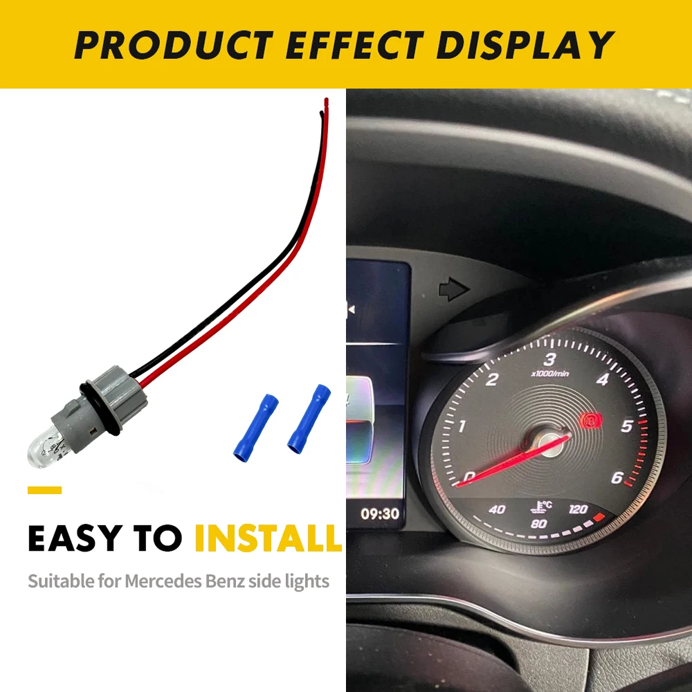 2PCS Side Marker Lamp Light For Mercedes C-Class W203/W204 Socket Wire Harness With Bulb For E-Class W210/W211/ W212 A0005400966
