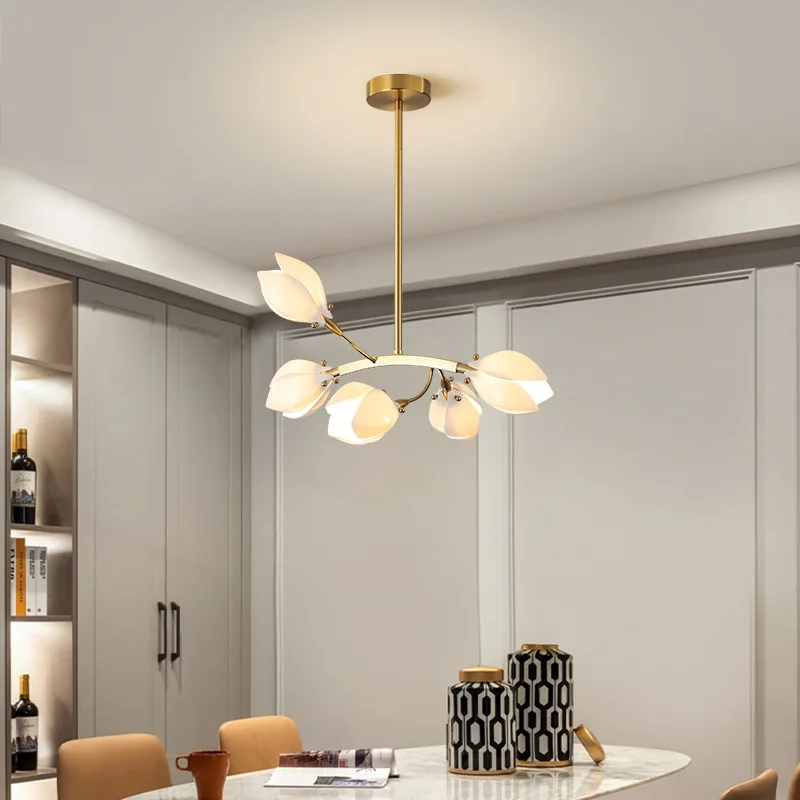 Cream style chandelier; French creative flower bedroom light; modern minimalist restaurant