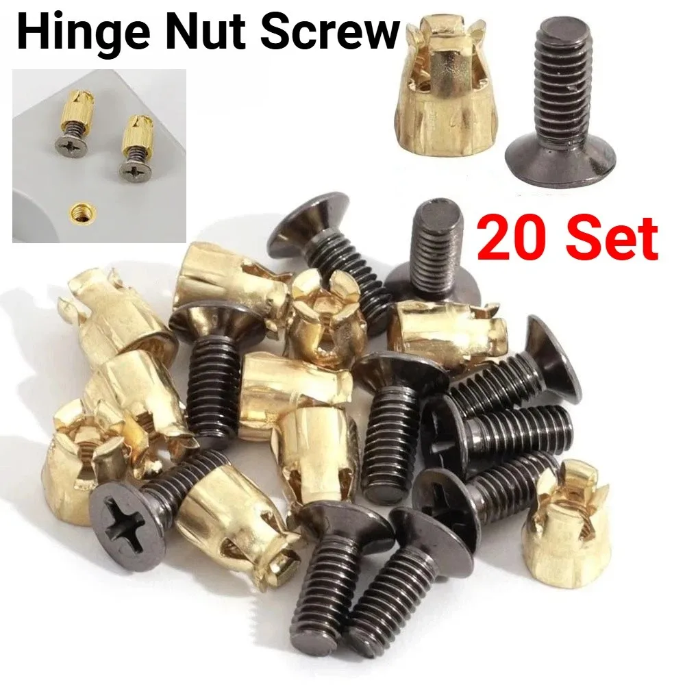 20Set Embedded Parts Cabinet Hinge Nut Screw Rust Proof Reusable Expansion Nut Kit Stable Structure Easy Install