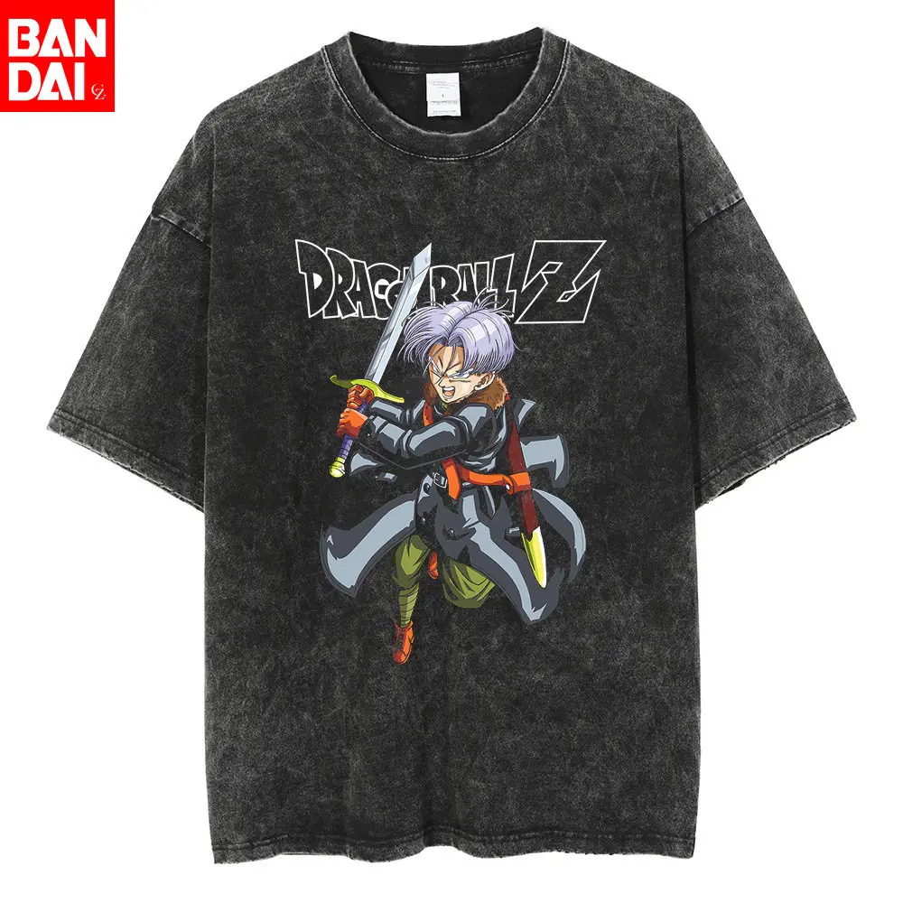 Dragon Ball Z Trunks Schwert Vintage Washed T-Shirt 2026 Sommer Oversized Streetwear Anime Grafik-T-Shirt für Herren Damen Freizeit-Oberteile