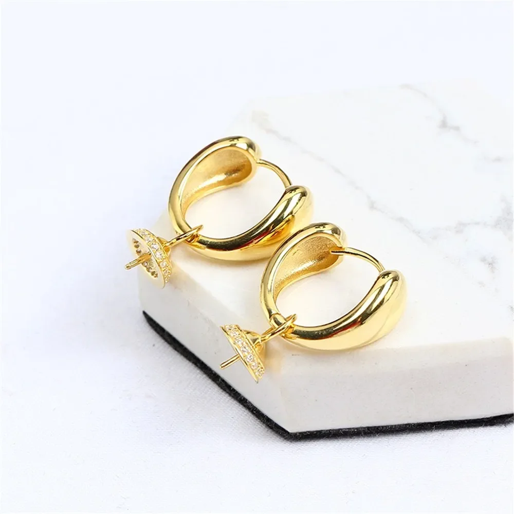 S925 Sterling Silver Pearl Earring Settings DIY Jewelry Making Supplies Blank Earring Posts for Handcrafted Accessories No Pearl