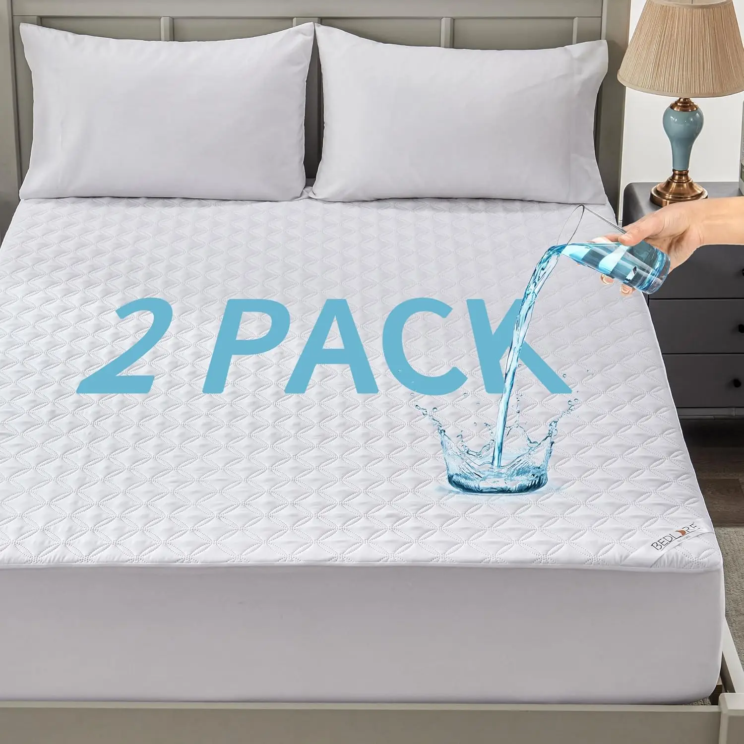 

2 Pa Waterproof Mattr Protector, Twin Size Mattr Pad With Deep Pocket Fitted Up To 6-15 Hes, Soft Noisel Single Bed Mattr Cover