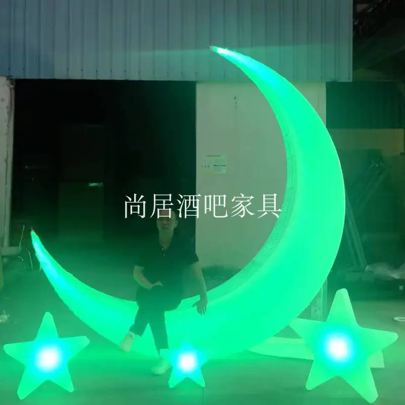 Internet celebrity luminous moon lamp wedding outdoor waterproof crescent solar garden park shopping mall landscape clock in cha