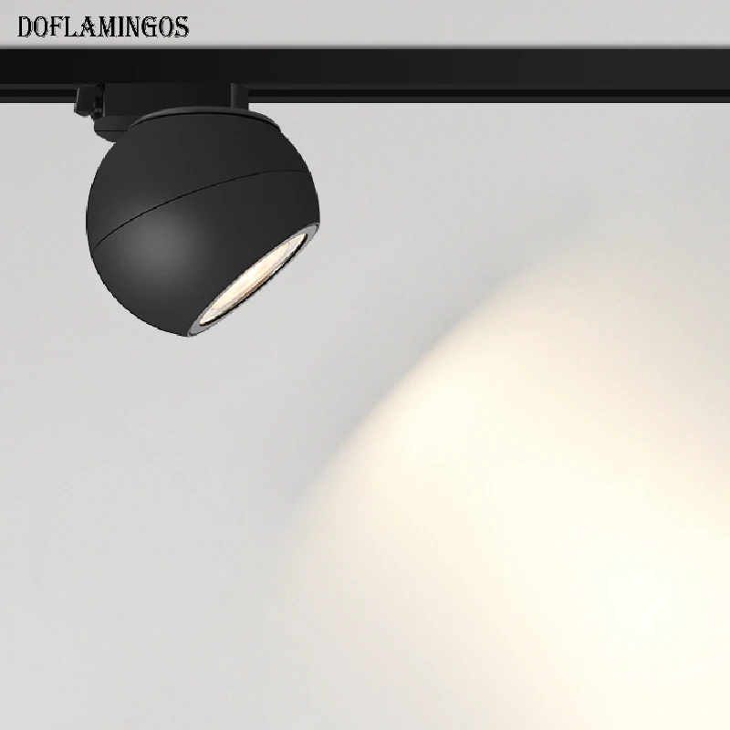 LED Track Lighting 350° Round Ball Rotatable White Black LED Ceiling Track Downlight 12W LED RA90 Wall Spot Light Clothing Home