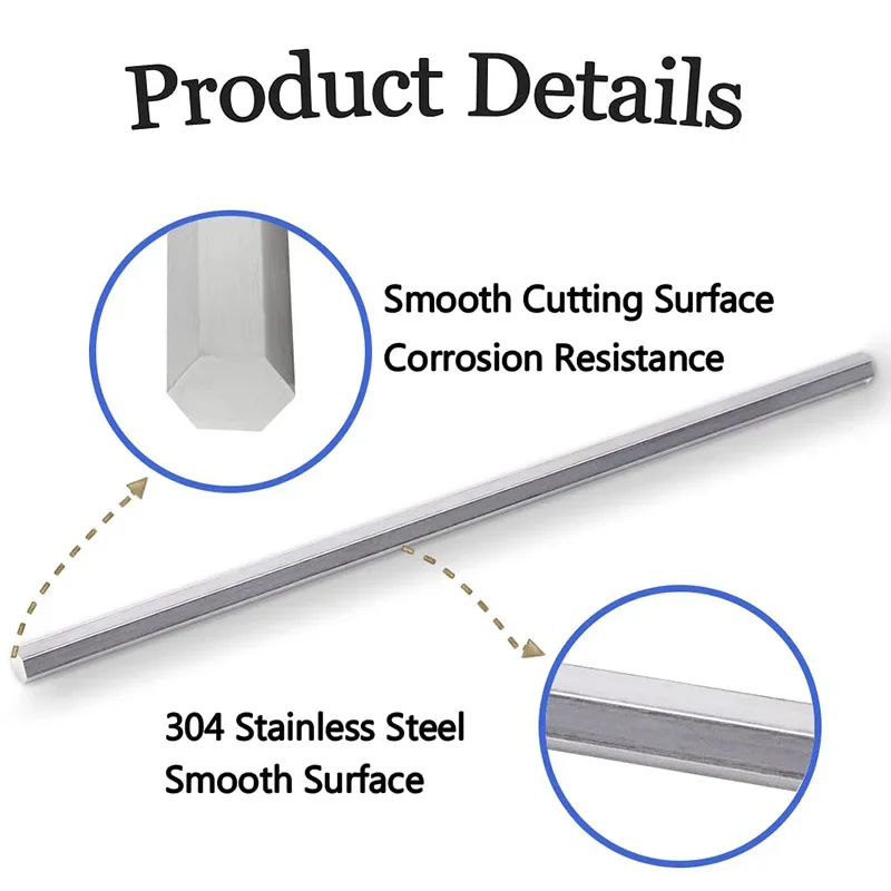 Imagem -02 - Hex Rod Linear Metric Hexagonal Bar Comprimento Personalizado 200 mm 300 mm 500 mm mm mm mm mm Milímetros25 Milímetros 1pc Aço Inoxidável 304