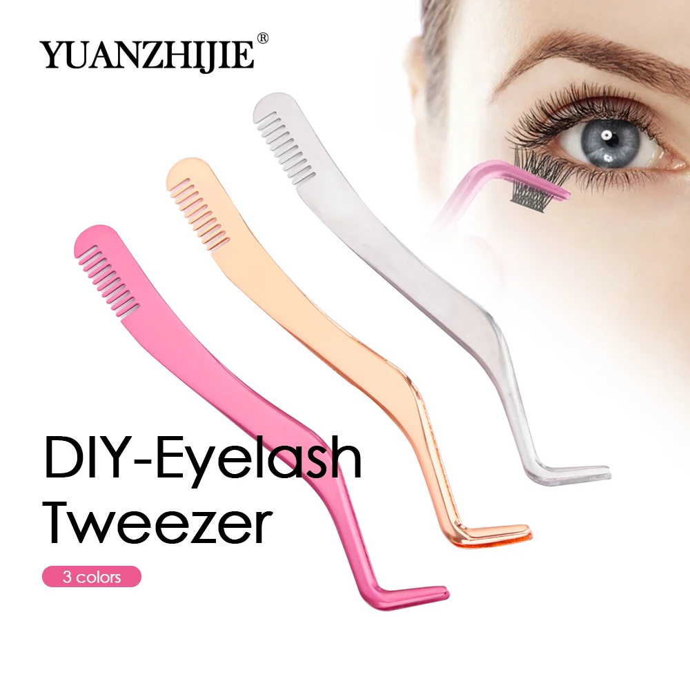 Maßge schneiderte Private Label bunte DIY Wimpern Pinzette für Anfänger gute Haltbarkeit stabile Wimpern Make-up-Tools von Yuanzhijie