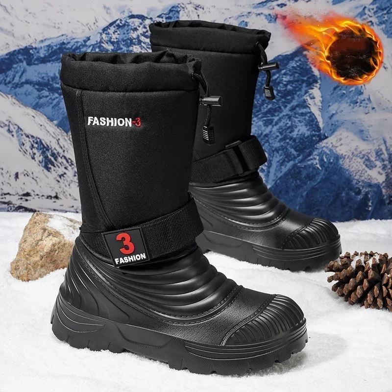 Bottes de neige montantes pour hommes, imperméables, bottes de forêt tropicale, grandes tailles 49, 50, 51, chaussures légères, doublées de peluche, chaudes, bottes de neige, bottines pour hommes.