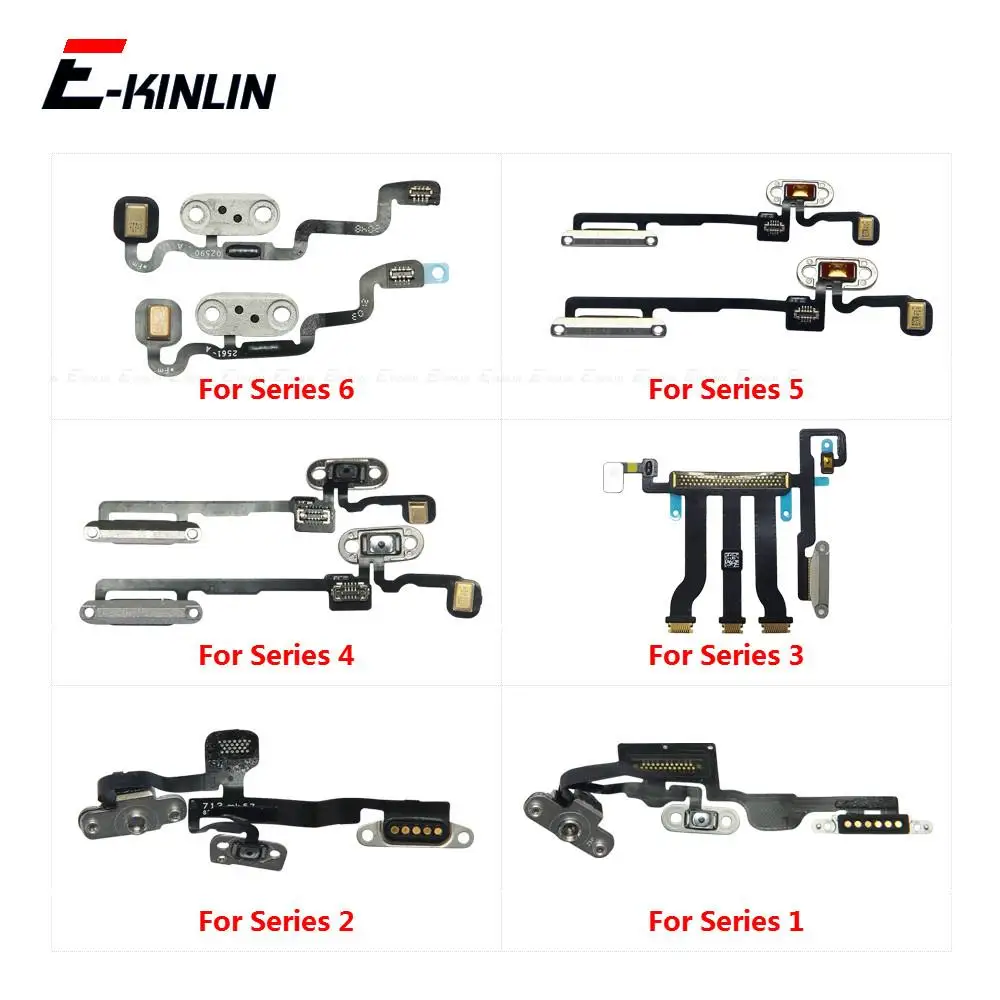 Mute Switch Power Key Ribbon Parts For Apple Watch Series 1 2 3 4 5 6 38mm 42mm 40mm 44mm ON OFF Button Microphone Flex Cable