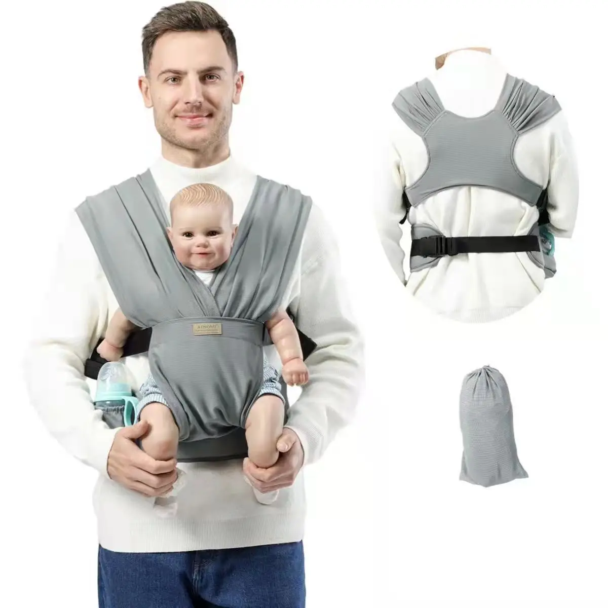 

Sleepy Wrap Stretchy Ergonomic Baby Carrier Sling for Newborns to Toddlers - Hands-Free Lightweight Baby Wrap 7-35 lbs