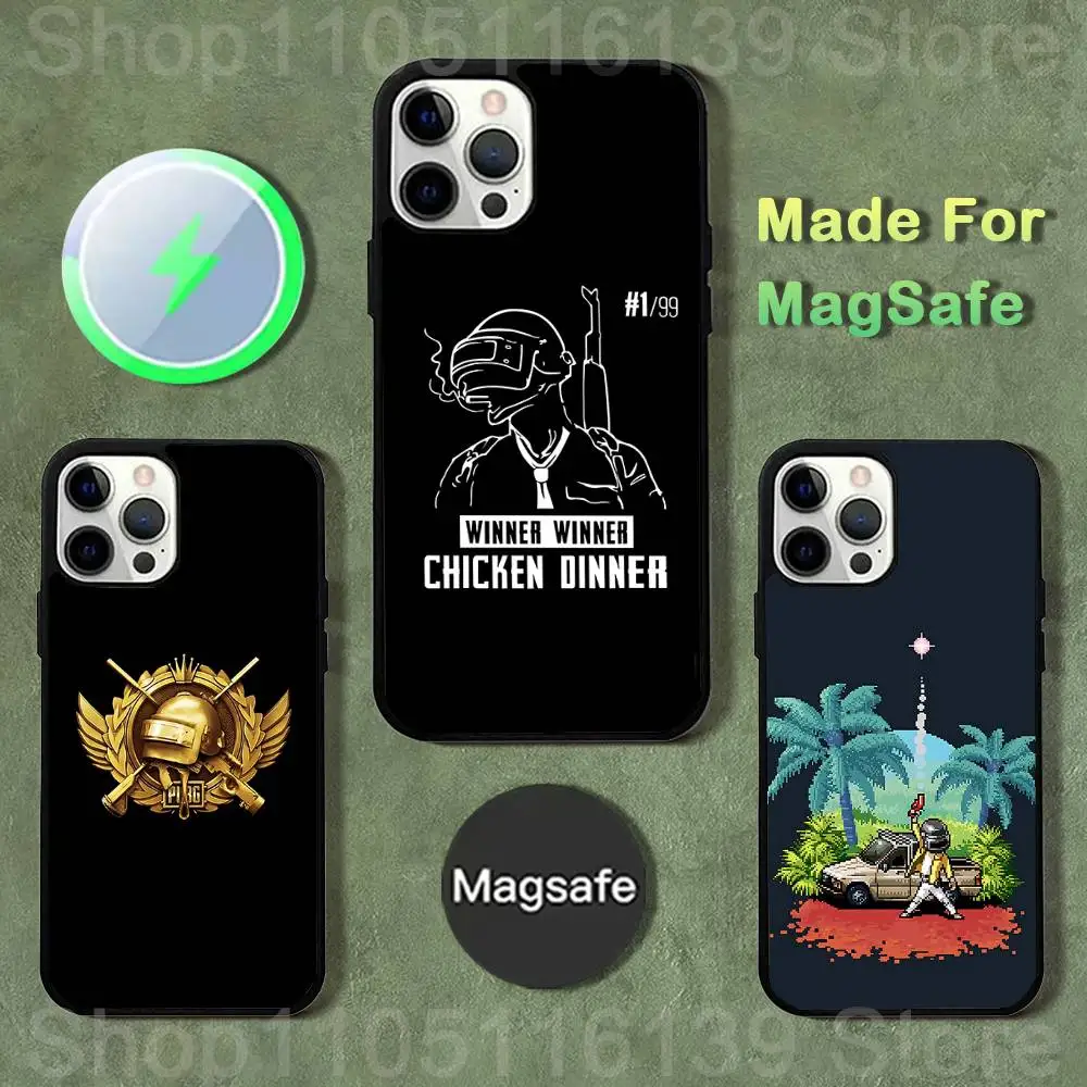 

P-PUBG Game Battegrounds Phone Case For iPhone 17,16,15,14,13,12,11,Pro,Max,Plus,Mini,SE4,E Magnetic Magsafe Wireless Charging