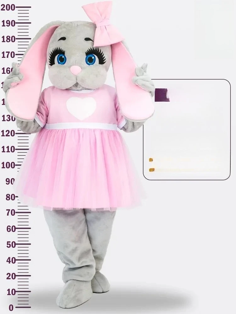 Adult Pink Dress Grey Rabbit Easter Bunny Costume Lop Ear Cosplay Outfit for Masquerade Party Christmas Fancy Dress Parade