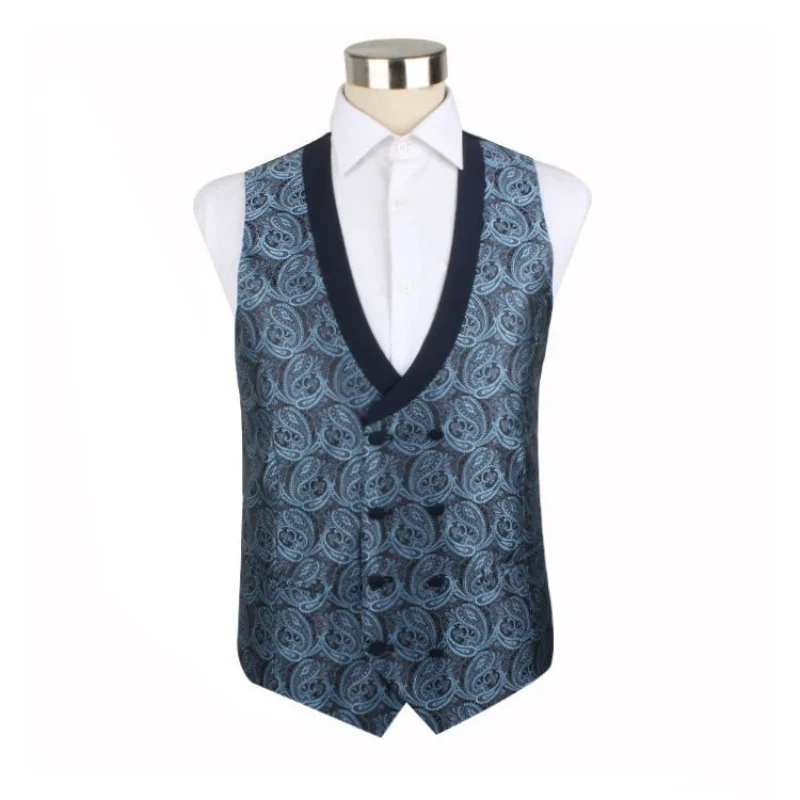 

1296Men's groom color matching gentleman formal wear casual printed vest