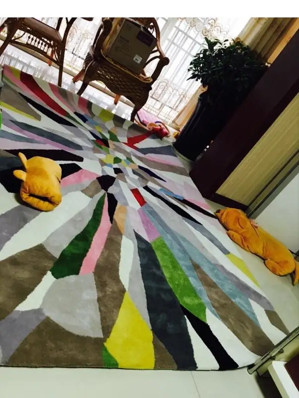 Rainbow color abstract carpet alfombras Modern Handmade carpets Living room Bedroom Fashion Coffee table sofa tapete