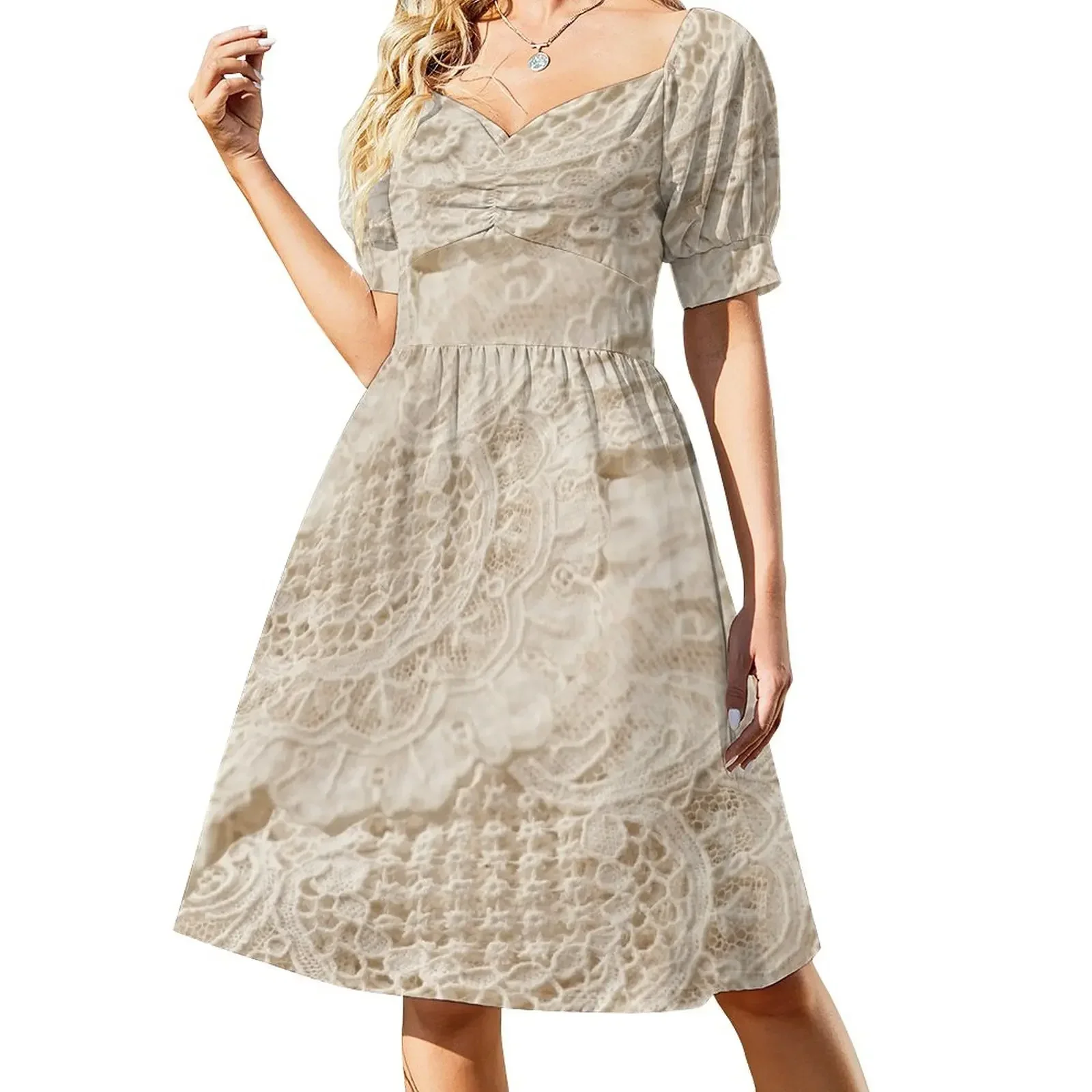 

Pretty lace Short-Sleeved Dress ladies dresses for special occasions Women's evening dress