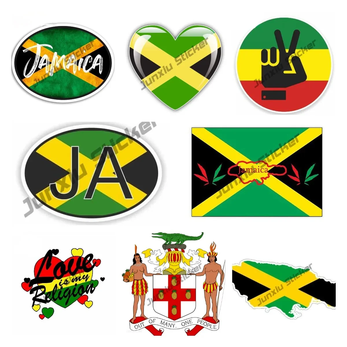 Creative Jamaica Stickers Jamaica Flag Map Decal Jamaica Coat of Arms Sticker Styling Premium Quality Vinyl PVC Car Accessories