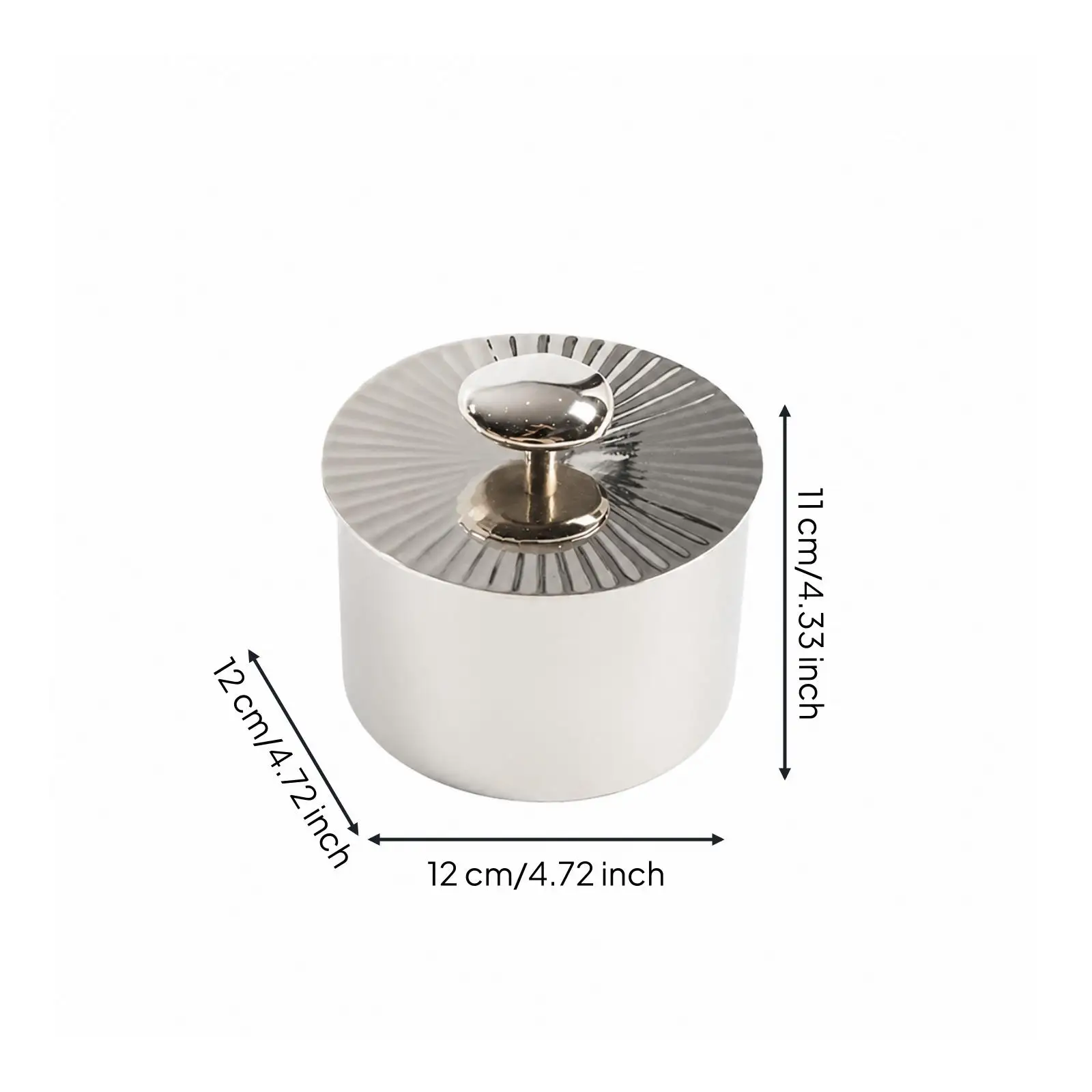Sleek Silver Aluminum Lidded Canister Jewelry Storage Box Decorative Organizer for Earrings Rings on Nightstand