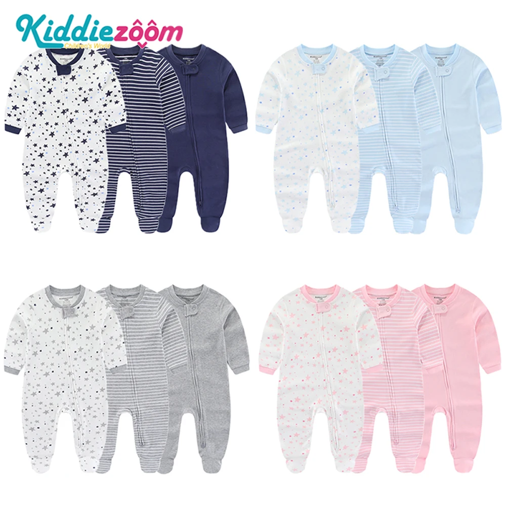 3-Pack Baby Boy Girl Rompers Spring Autumn Cotton Soft Infant Jumpsuit Unisex Onesies Clothing Sets