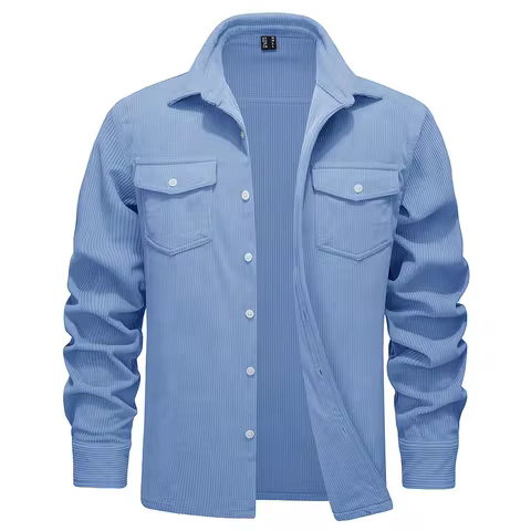 TACVASEN Corduroy Shirt Jackets Mens Long Sleeve Button Up Lightweight Jacket Spring Fall Streetwear Shacket Tops Outwear Males