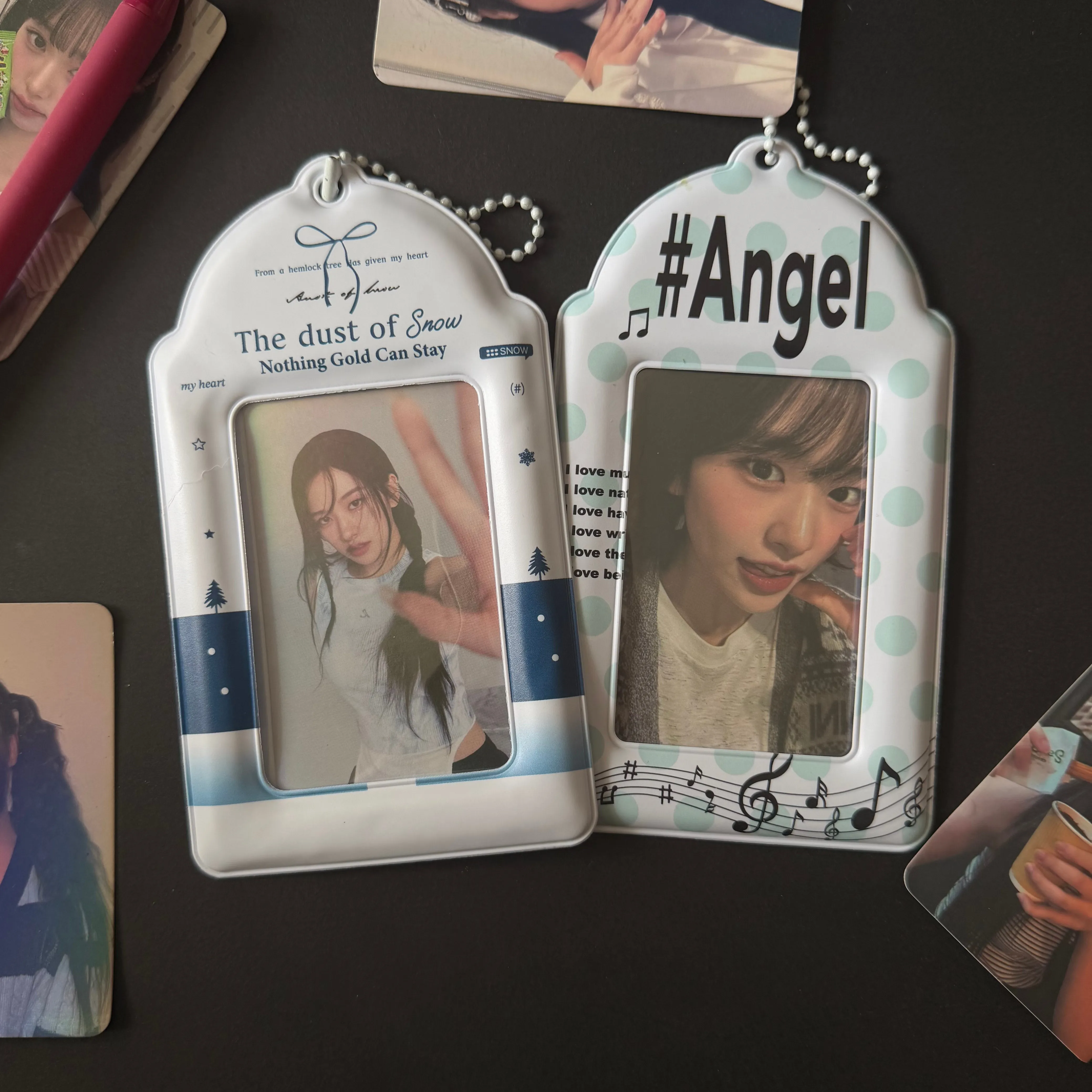 2pcs Polaroid Ins Style Angel Card Holder 3 Inch Blue Memory Card Case Girl Kpop Card Holder Display Bag Pendant